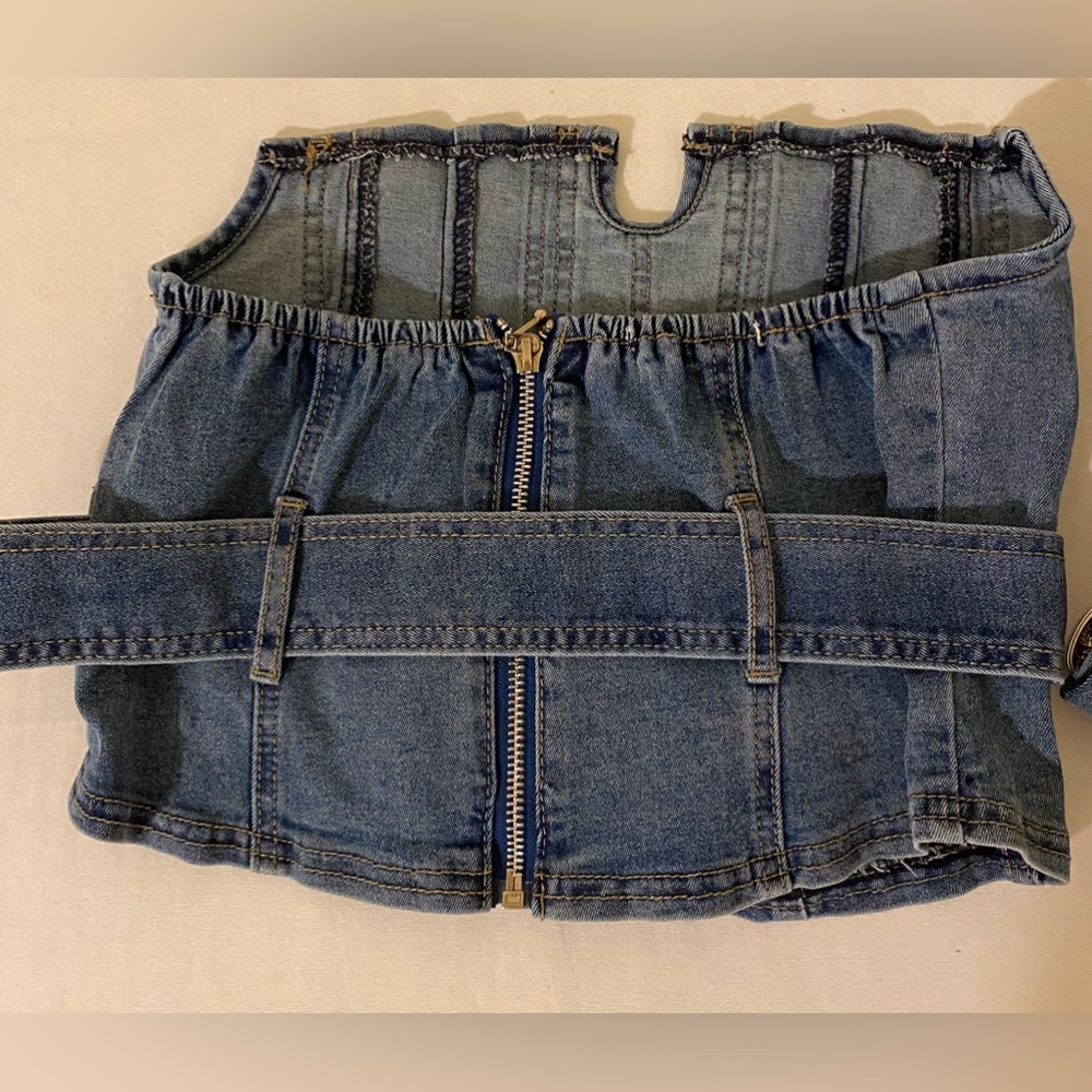 Fashion Nova-Buckle Bunny Denim Corset Top - Medium - Picture 4 of 9